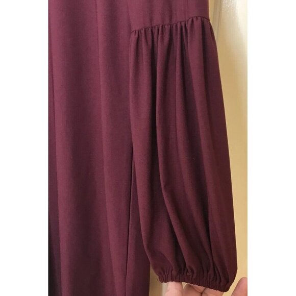 AS U WISH Womens Size M Shift Dress‎ Slip On Balloon Sleeve Straight Wine Maroon - Picture 5 of 9